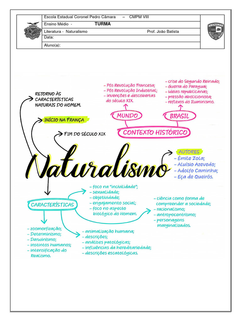 Naturalismo Teoria e Exercícios AULA 25 04 2024 | Download grátis PDF ...