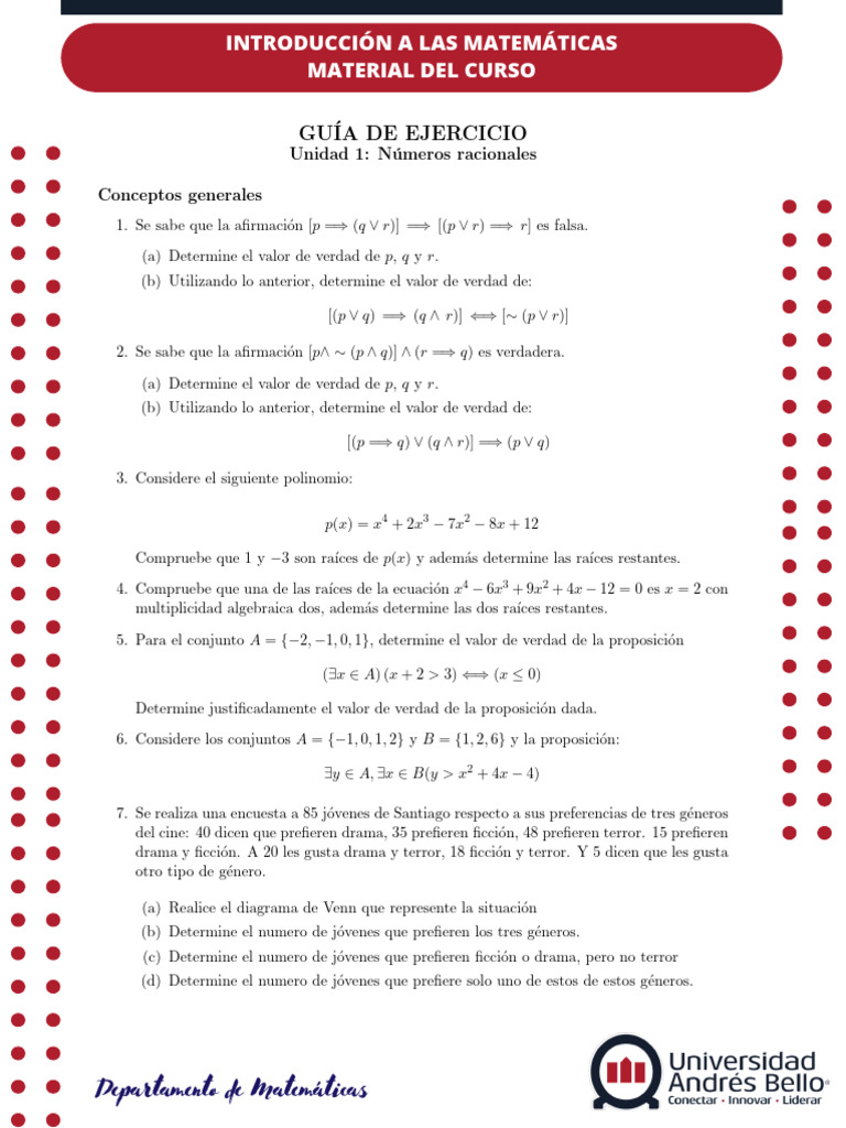 GUIA+2 FMMP012 Adicionales | PDF | Matemáticas | Lógica matemática