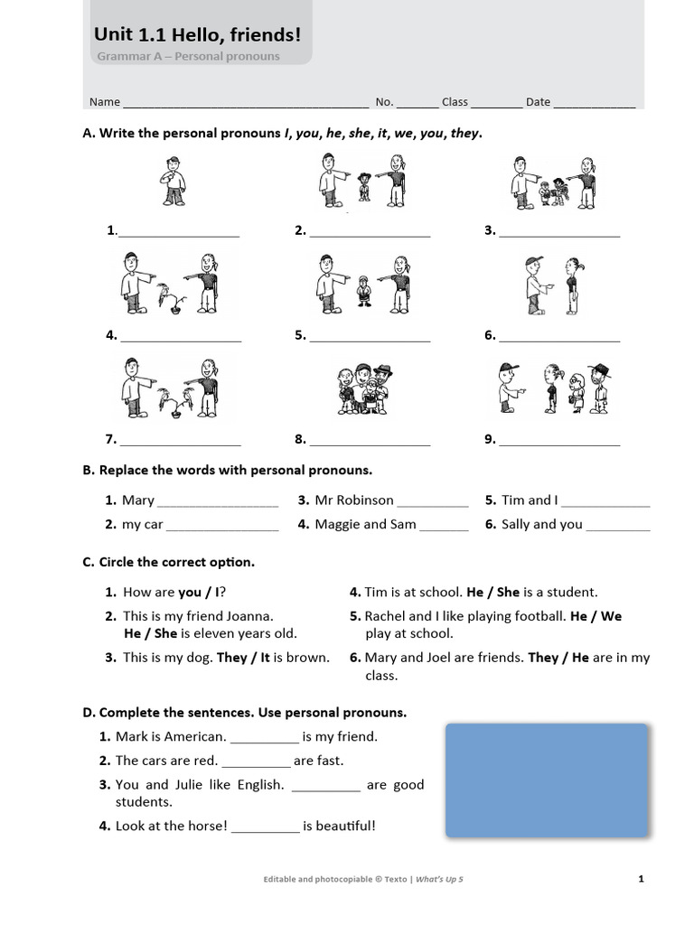 Personal Pronouns and Verb to Be Exercises | PDF | Bookcase ...
