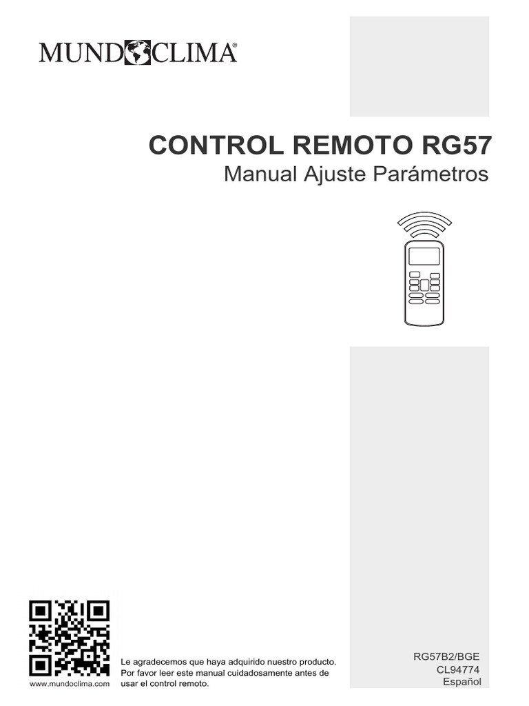 Manual de Control Remoto RG57 Ajustes | PDF | Control remoto | Máquinas