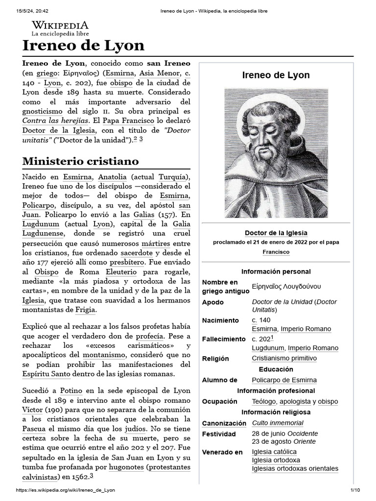 Ireneo de Lyon Descargar gratis PDF Ireneo Teología