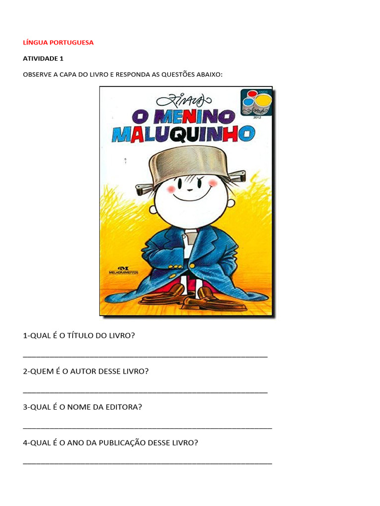 Atividades sobre O Menino Maluquinho | PDF | Livros