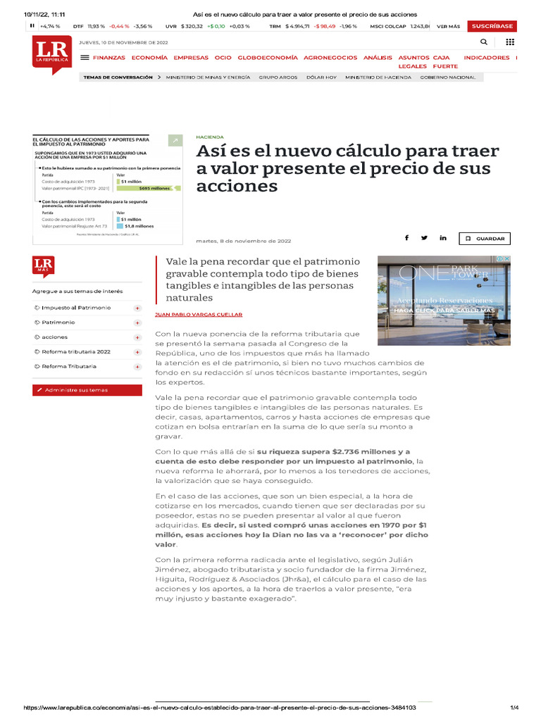 Así es el nuevo cálculo para traer a valor presente el precio de sus ...