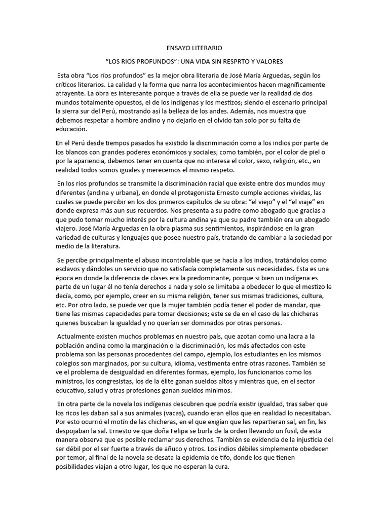 ENSAYO LITERARIO | Descargar gratis PDF | Discriminación