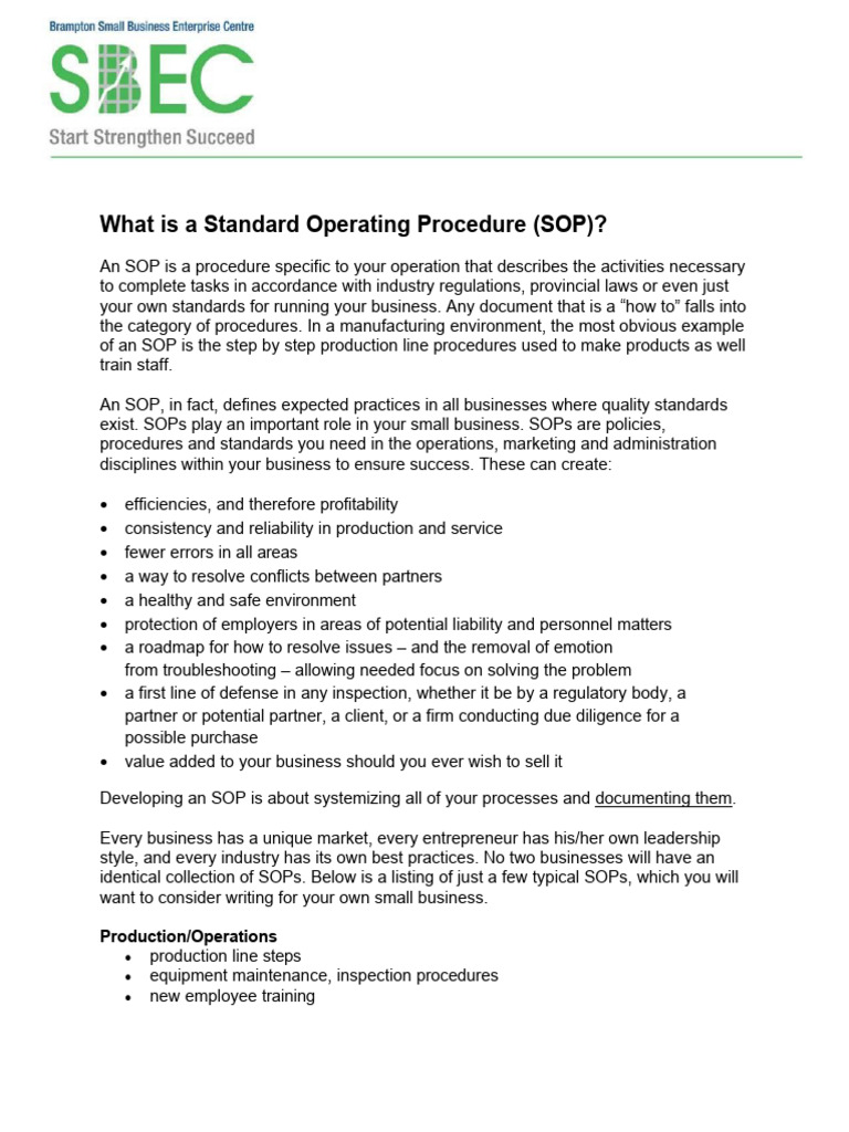 What Is A Standard Operating Procedure (SOP) | Download Free PDF ...