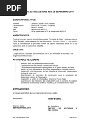 Ejemplo de informe de actividades