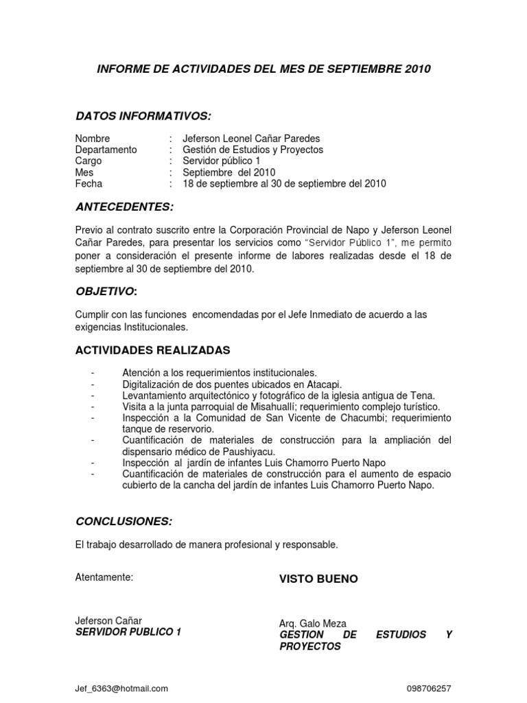 Informe de Actividades Laborales