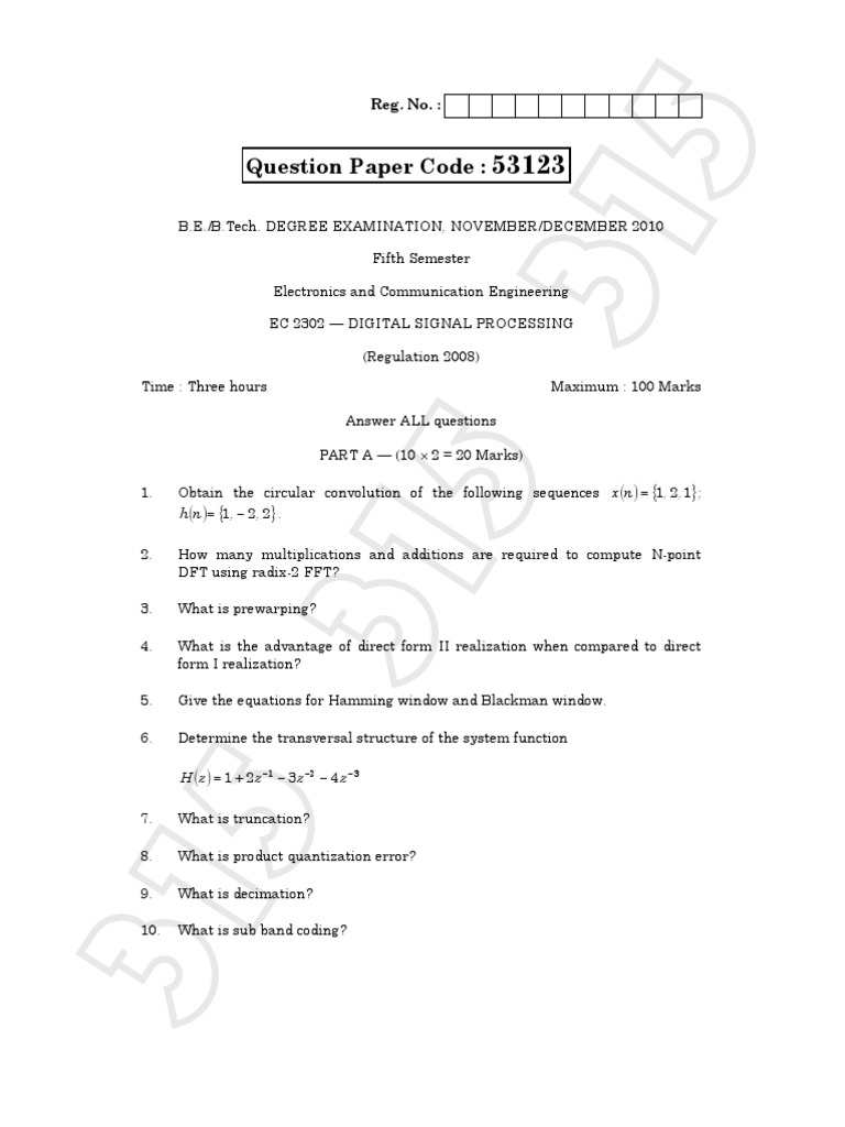 Question Paper Code:: Reg. No. | PDF