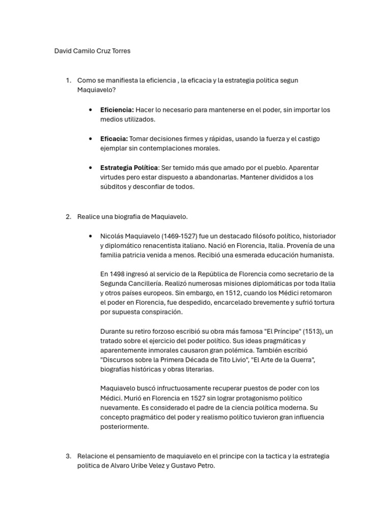 Eficiencia y Estrategia Política de Maquiavelo | PDF | Nicolás ...
