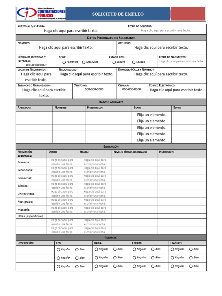 Form Solicitud de Empleado | PDF