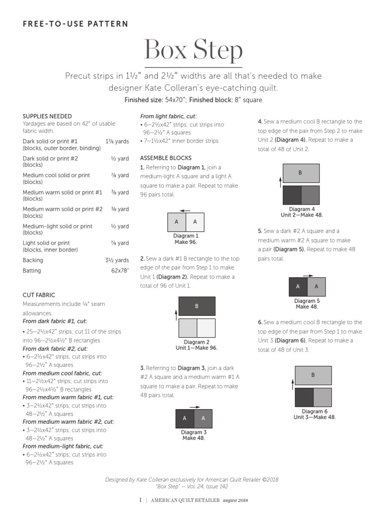box step quilt pattern Download Free PDF Quilt Seam (Sewing)