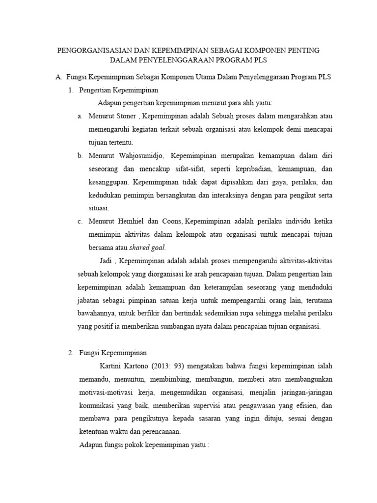 Kepemimpinan Efektif dalam Program PLS | PDF