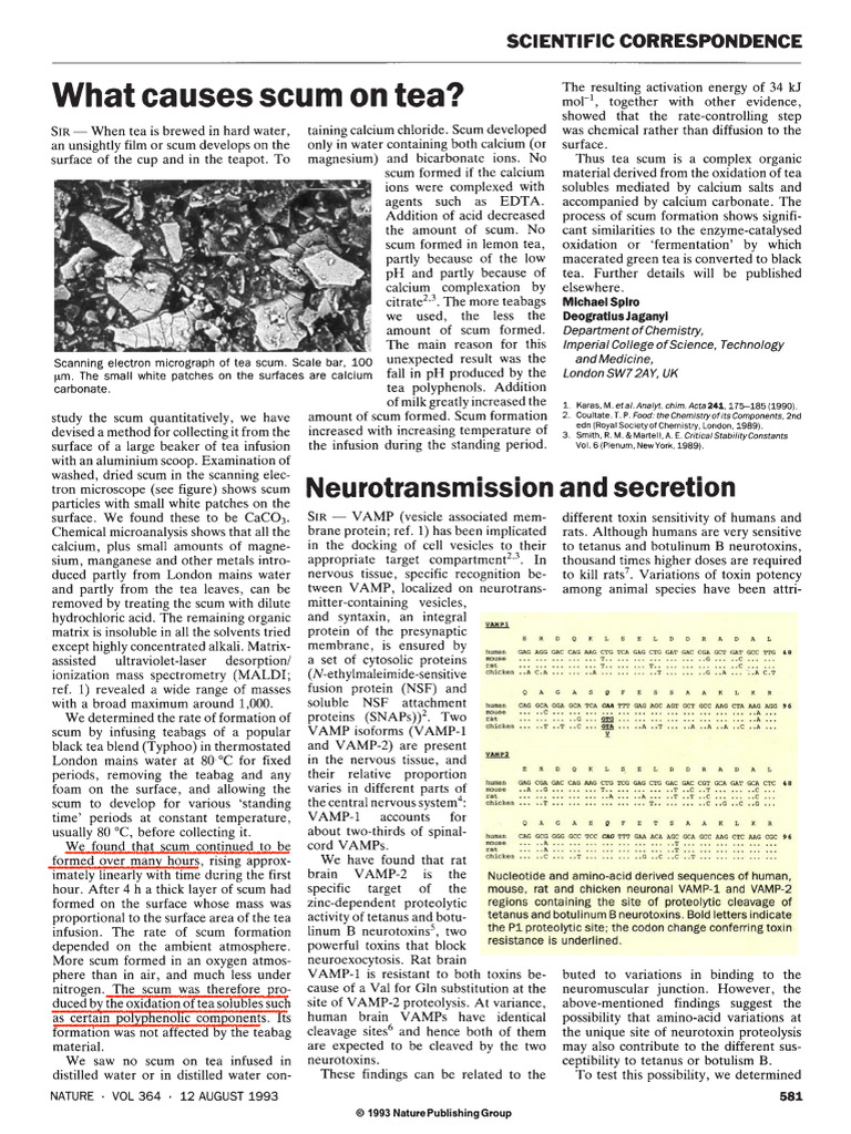 What causes scum on tea PDF Calcium Chemistry