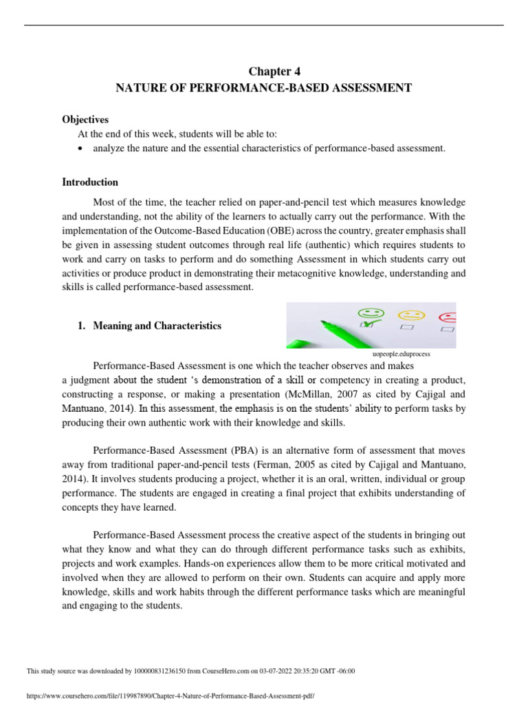 Nature of performance based assessment pdf educational assessment