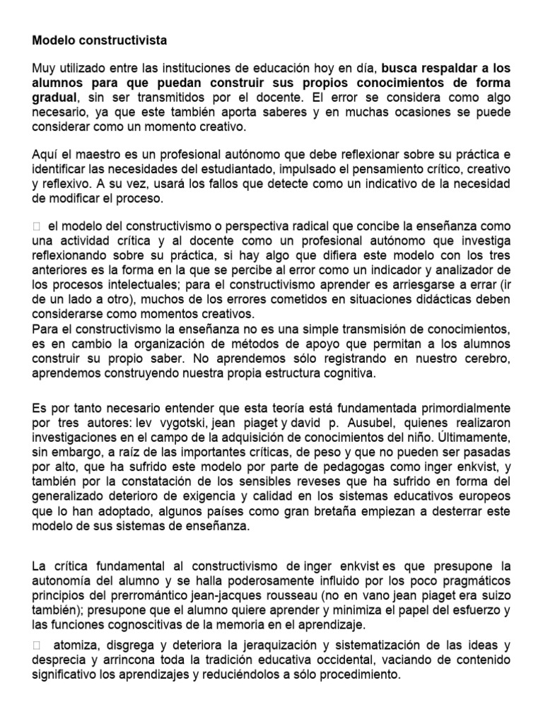 Modelo constructivista | PDF | Constructivismo (filosofía de la ...