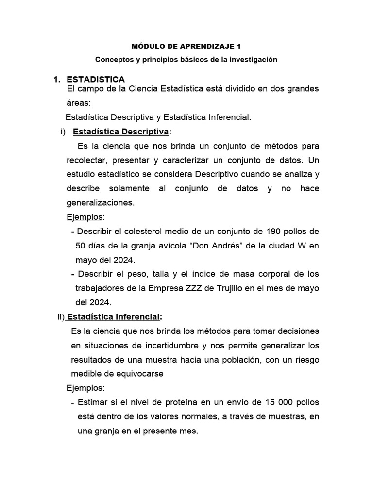 Módulo De Aprendizaje 1 Pdf Estadísticas Variable Matemáticas
