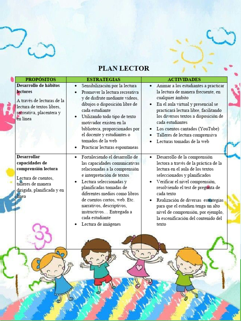 Plan Lector 2021 para Primer Grado | PDF | Comprensión lectora ...