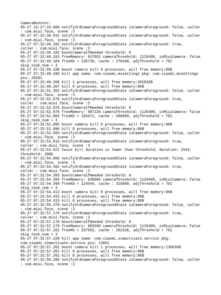 Camera Memory Management Logs | PDF | Information Appliances | Smartphone