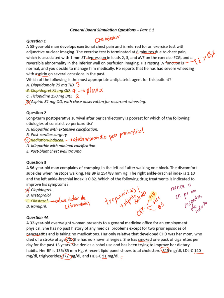 General Board Simulation Questions1-5 | PDF | Medicine | Clinical Medicine