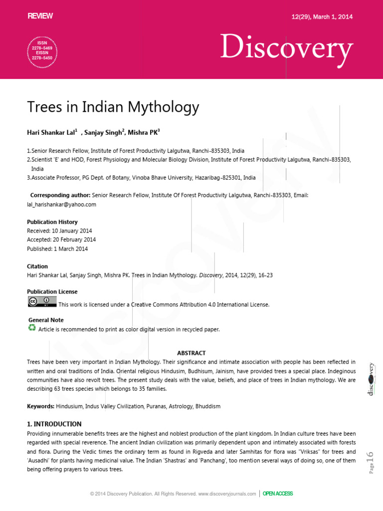 Trees in indian mythology | Download Free PDF | Puranas | Tree Of Life