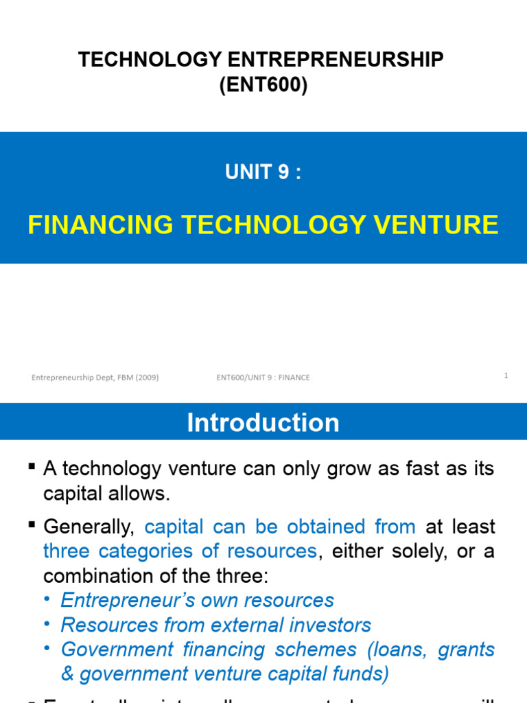 Financing Technology Ventures Explained | PDF | Venture Capital ...