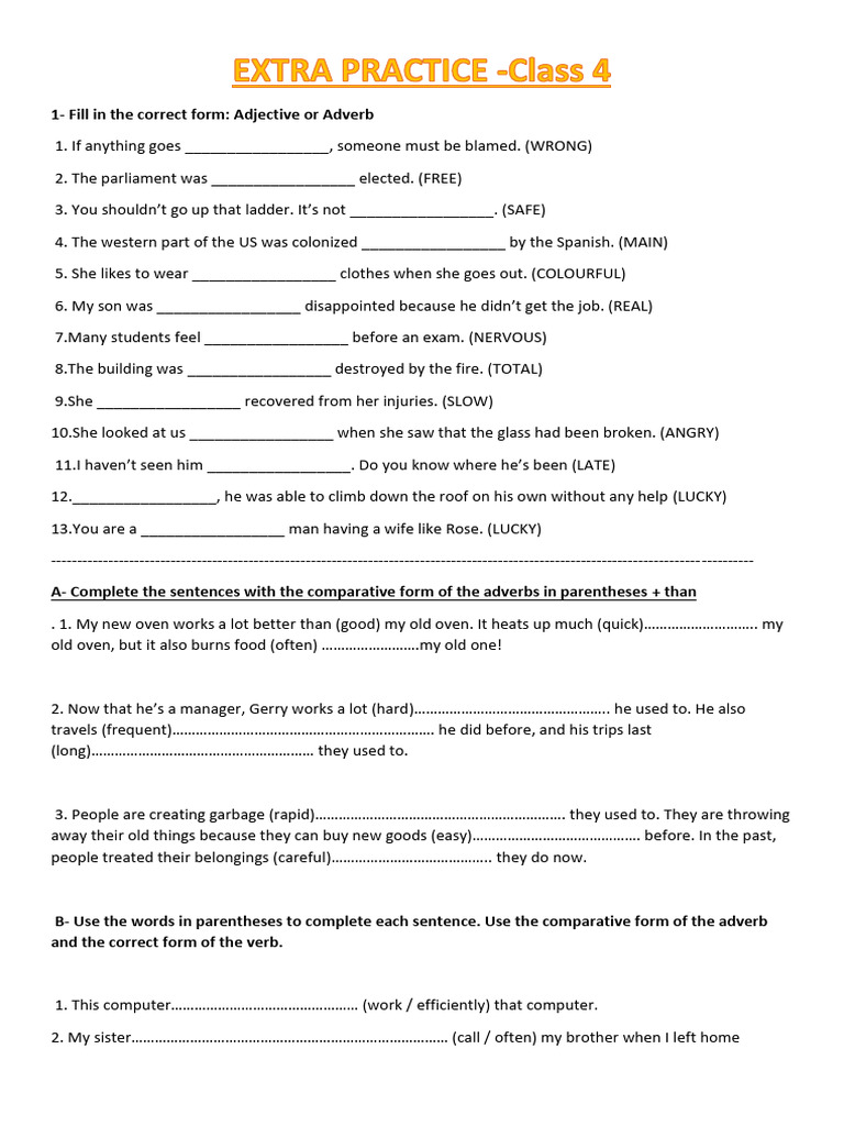 Extra Practice Class 4 | PDF