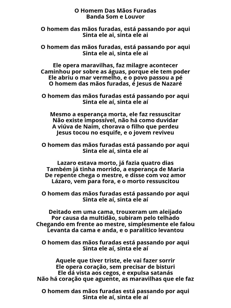O Homem Das Mãos Furadas Banda Som e Louvor O Homem Das Mãos Furadas ...