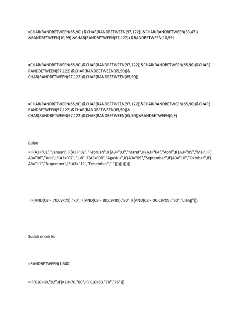 Rumus Rumus Exel | PDF