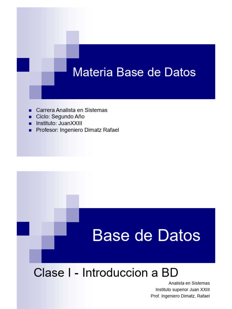 Clase I - Introduccion A BD | PDF | Bases de datos | Base de datos ...