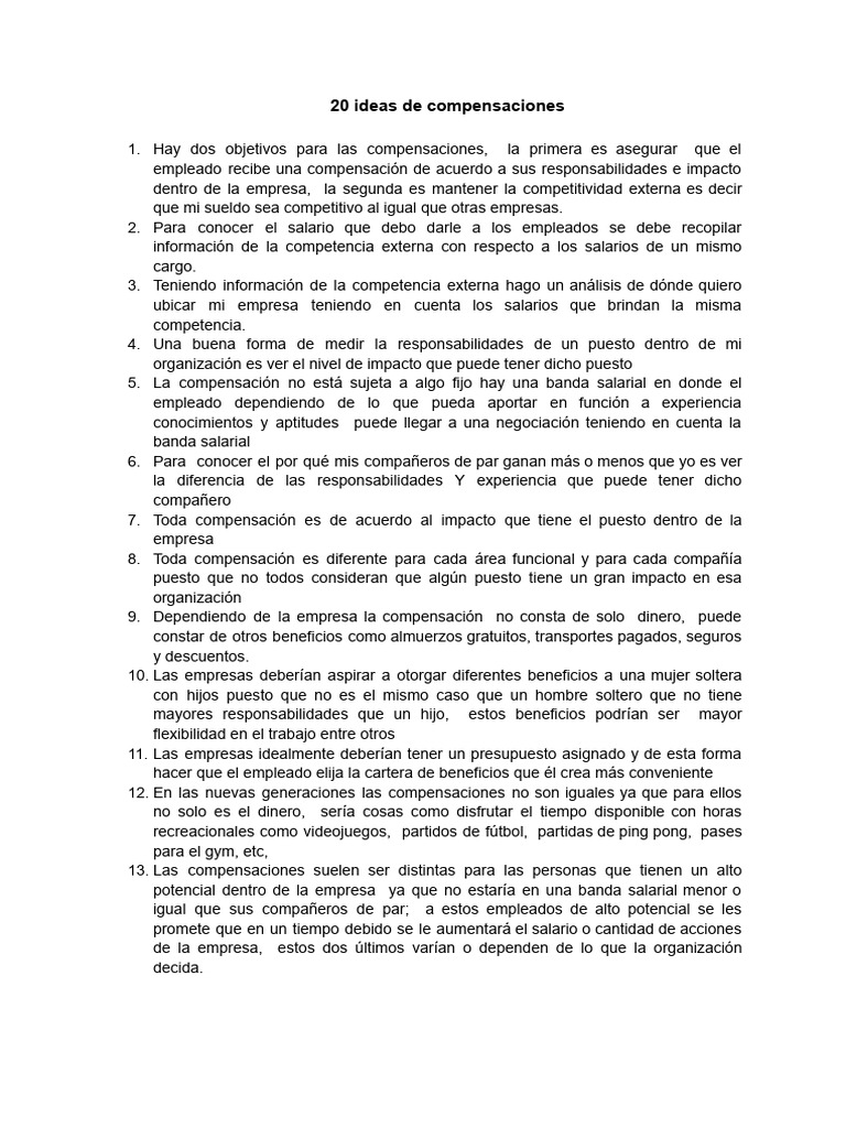 20 Estrategias de Compensación Laboral | PDF | Business | Salario