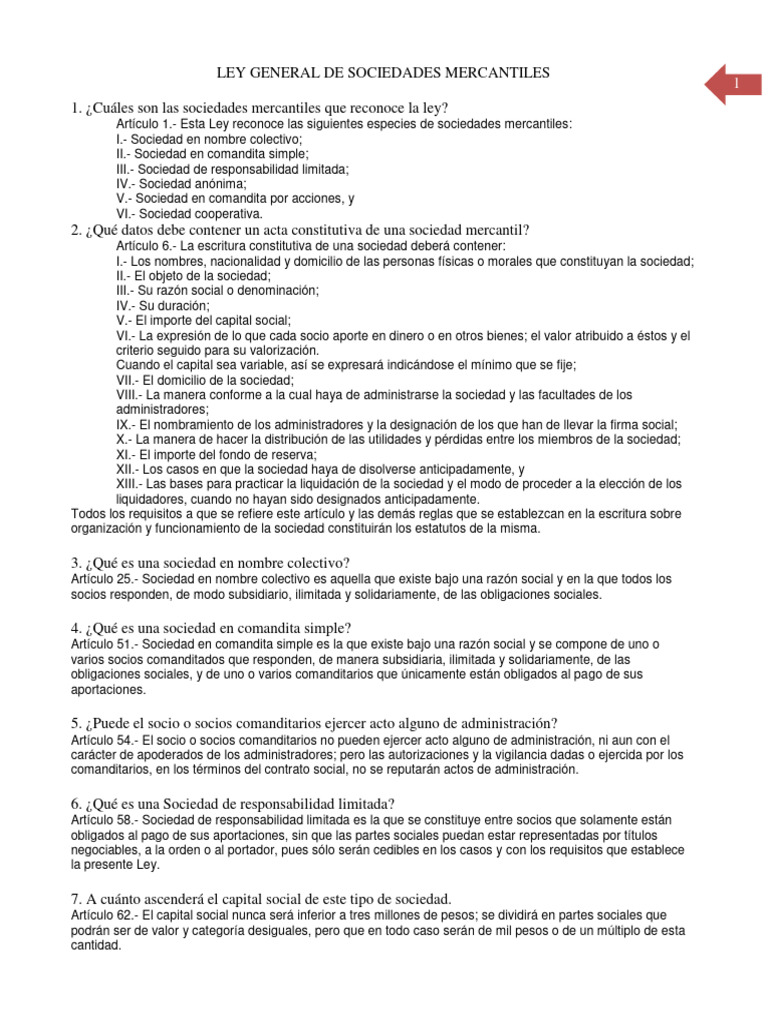 Ley General de Sociedades Mercantiles | PDF | Sociedad de ...