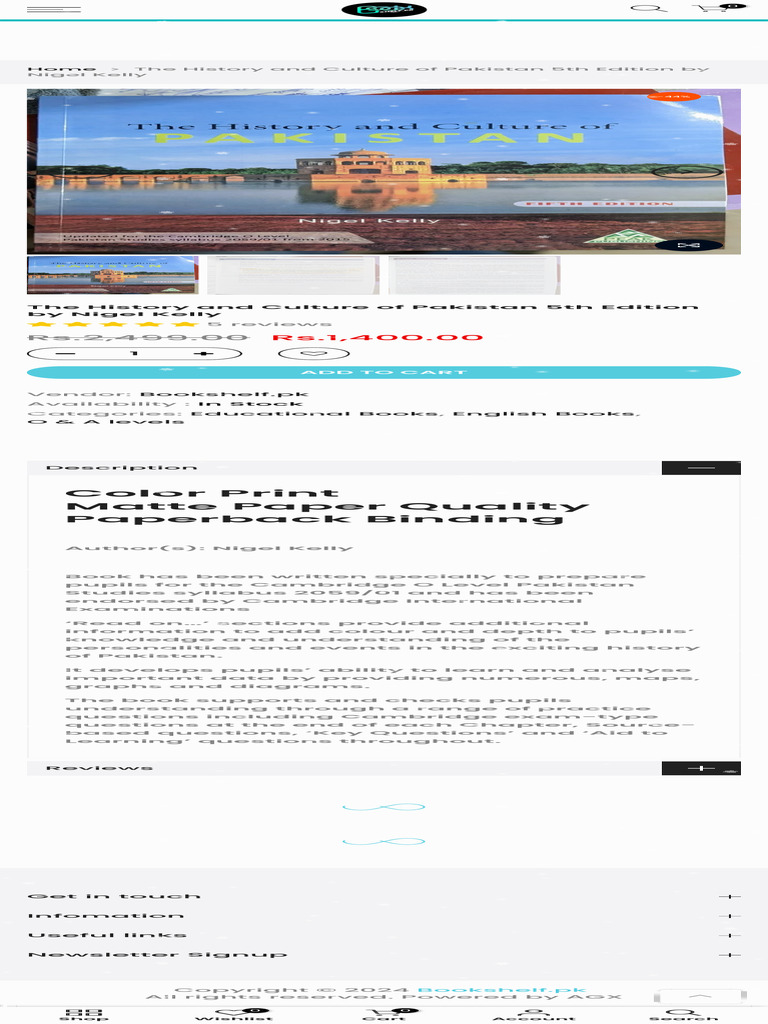 The History and Culture of Pakistan 5th Edition by Nigel Kelly