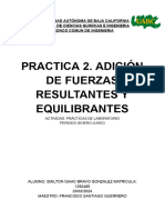 Practica No. 2 Adición de Fuerzas Resultantes y Equilibrantes