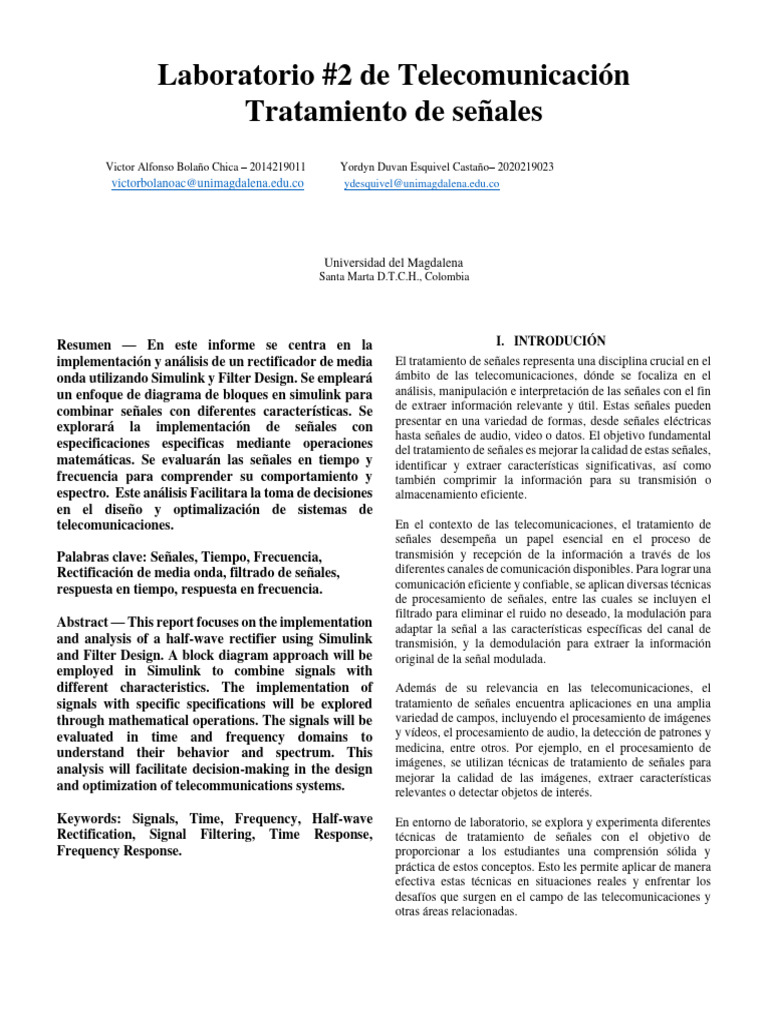 Laboratorio Tele 2 | PDF | Telecomunicaciones | Laboratorios