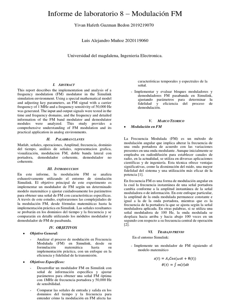Análisis de Modulación FM en Simulink | PDF | Modulación de frecuencia ...