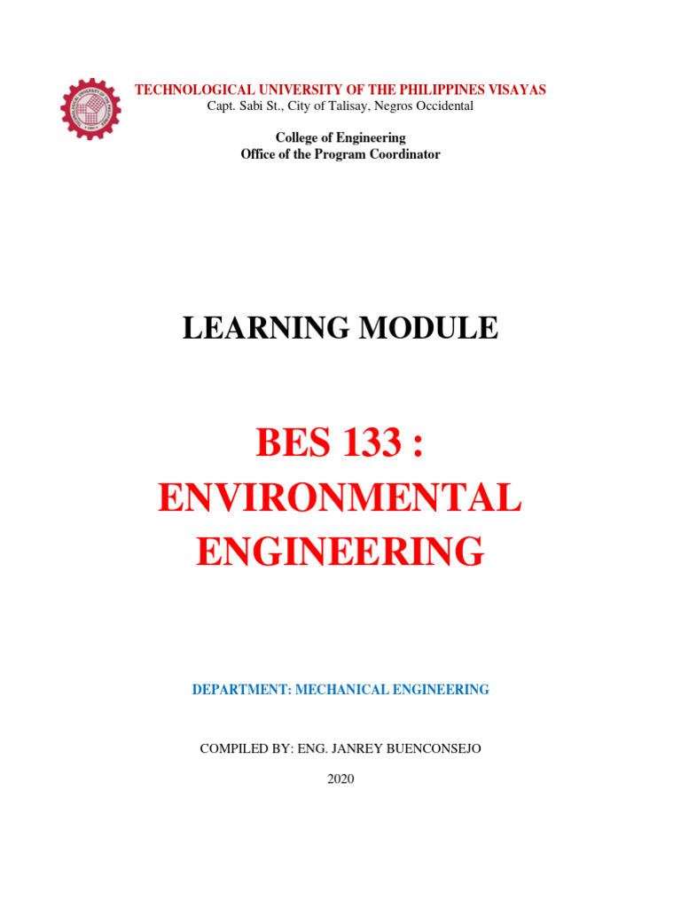 Bes 133 Environmental Engineering Weeks 1 To 4 | PDF | Water ...