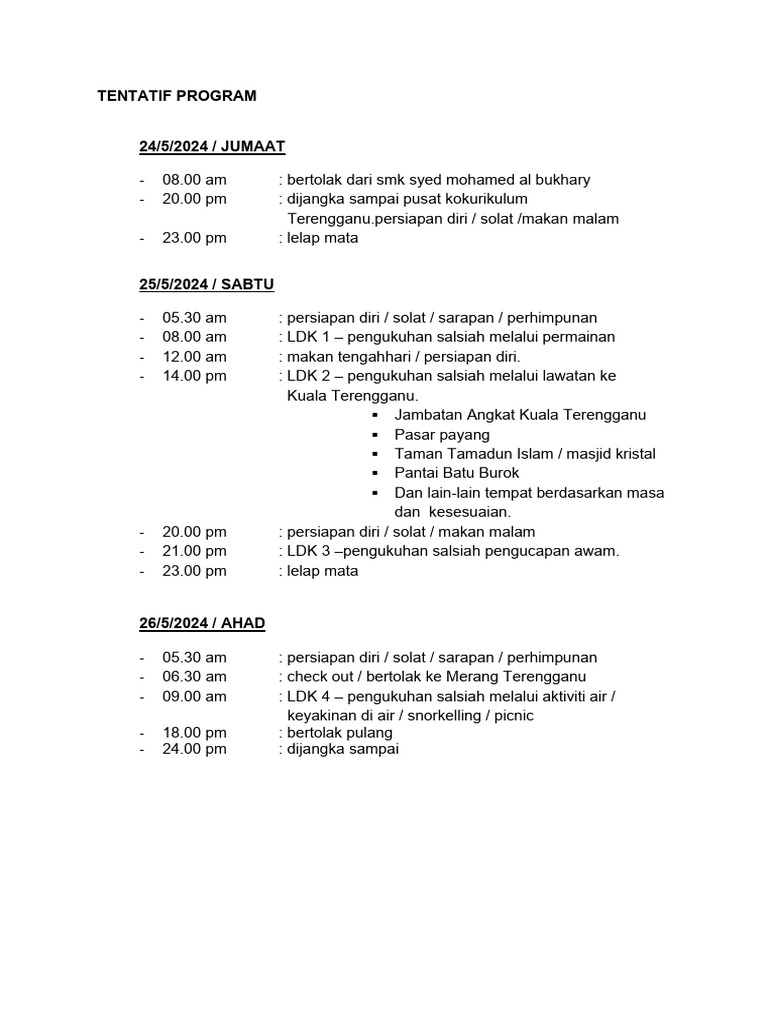 Program Pengukuhan Salsiah Terengganu | PDF