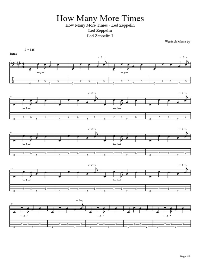 Led Zeppelin How Many More Times Tab