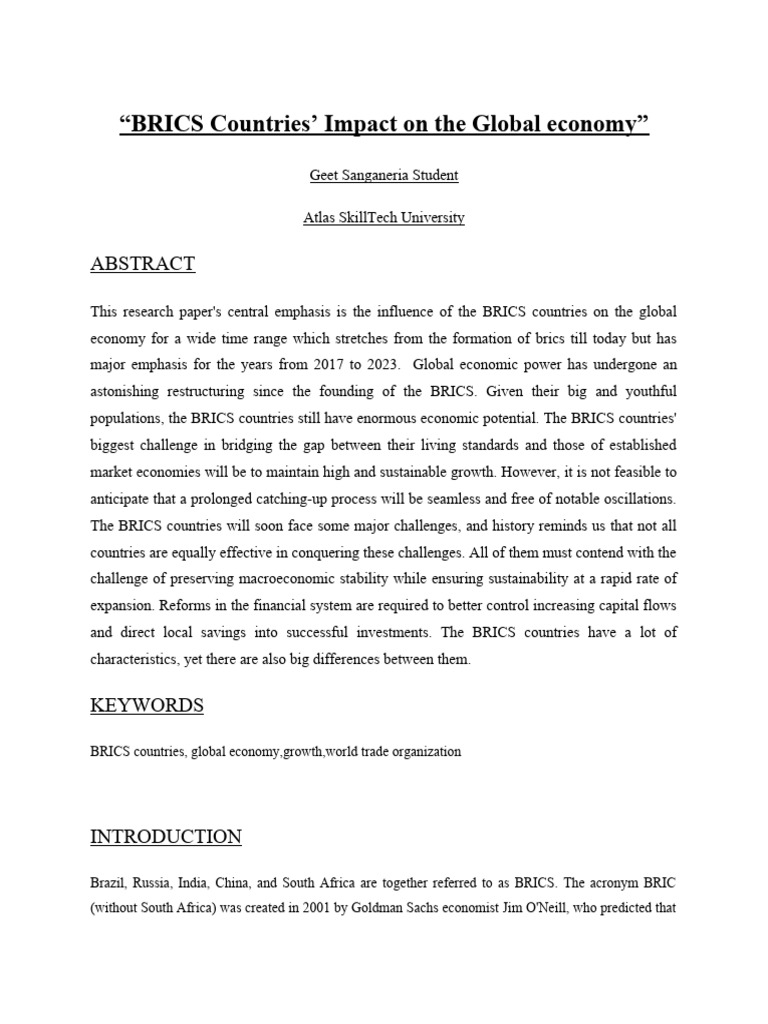 BRICS Countries Impact On The Global Economy | PDF | Bric | Economies