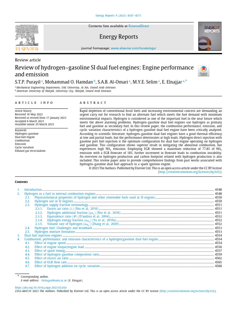 Hydrogen-Gasoline Dual Fuel Engine Review | PDF | Hydrogen | Fuels