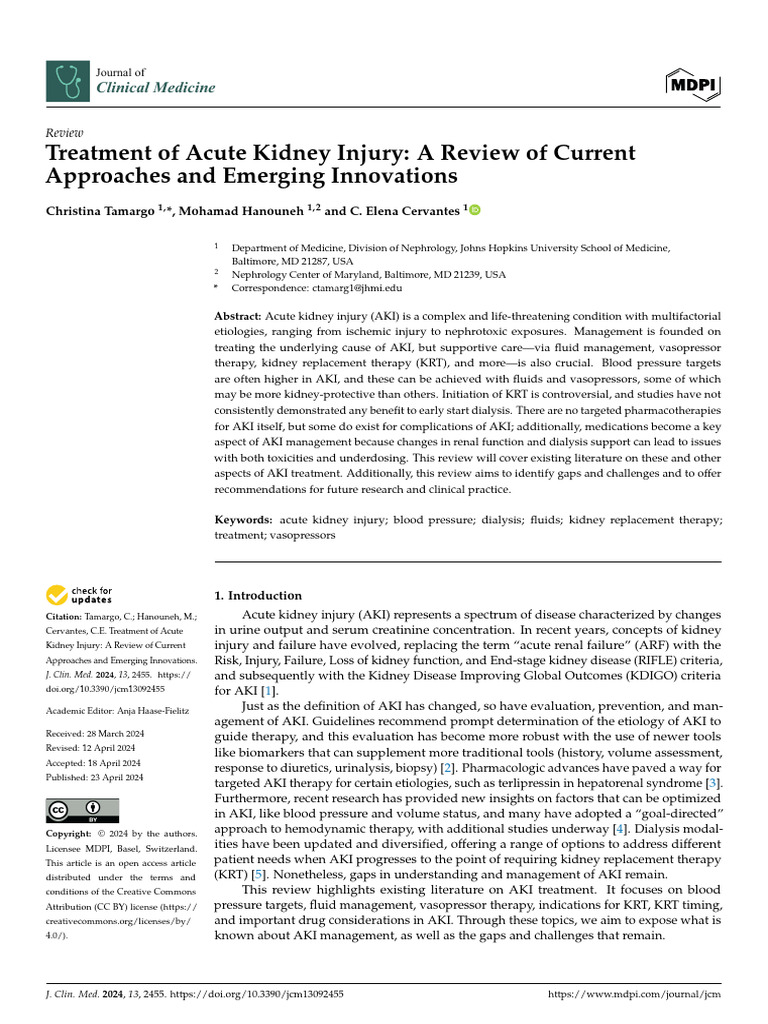 Treatment of Acute Kidney Injury | PDF | Blood Pressure | Hypertension
