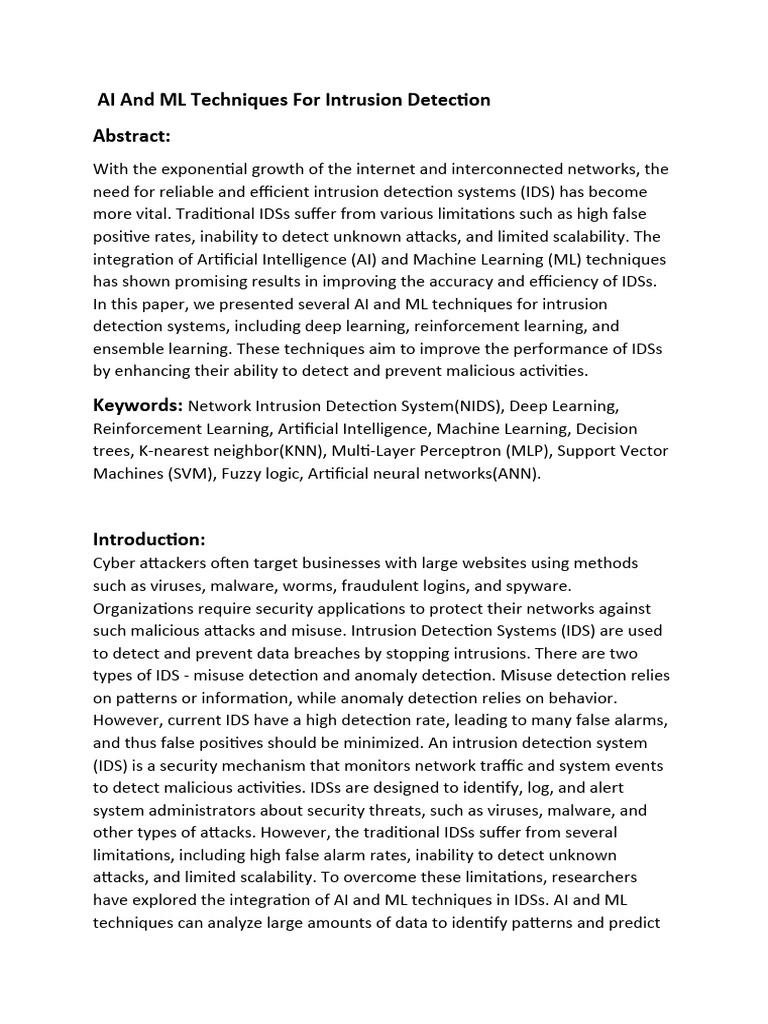 AI & ML for Enhanced Intrusion Detection | PDF | Security | Computer ...