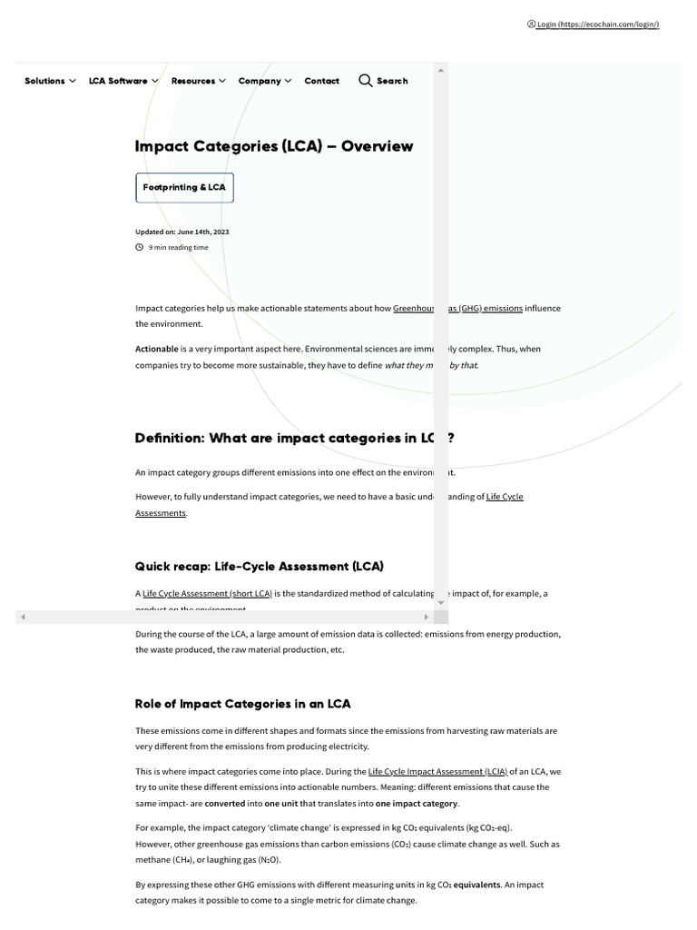 Understanding LCA Impact Categories | PDF | Waste | Life Cycle Assessment