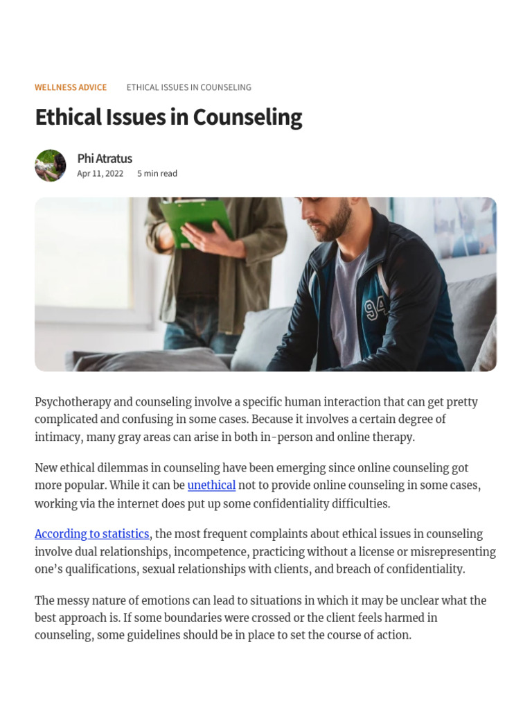 Ethical Issues in Counseling Explained | PDF | Psychotherapy ...