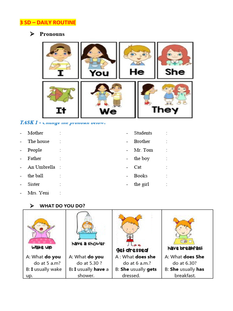Daily Routine | PDF | Subject (Grammar) | Language Mechanics