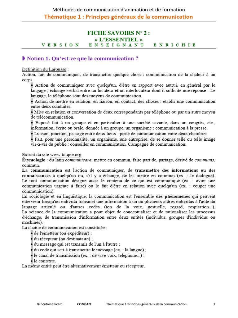 Principes de communication efficace | PDF | la communication | Informations