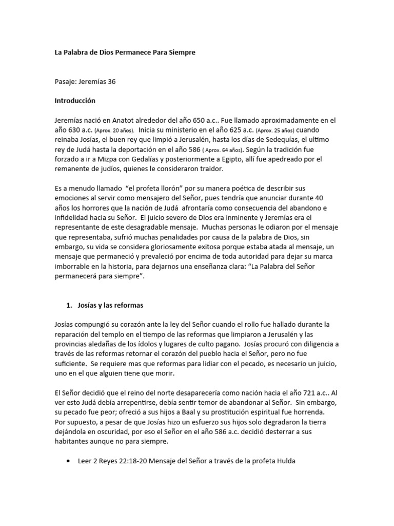 La Palabra de Dios Permanece | PDF | Jeremías