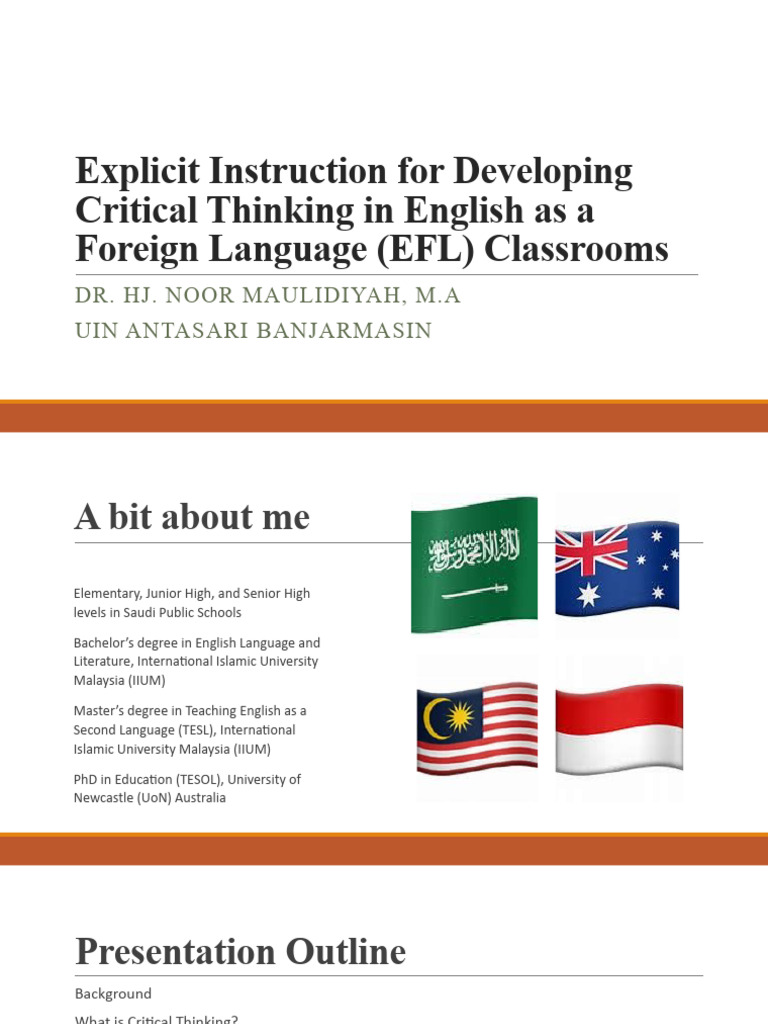 Developing Critical Thinking in EFL Classrooms | PDF | Cognitive ...