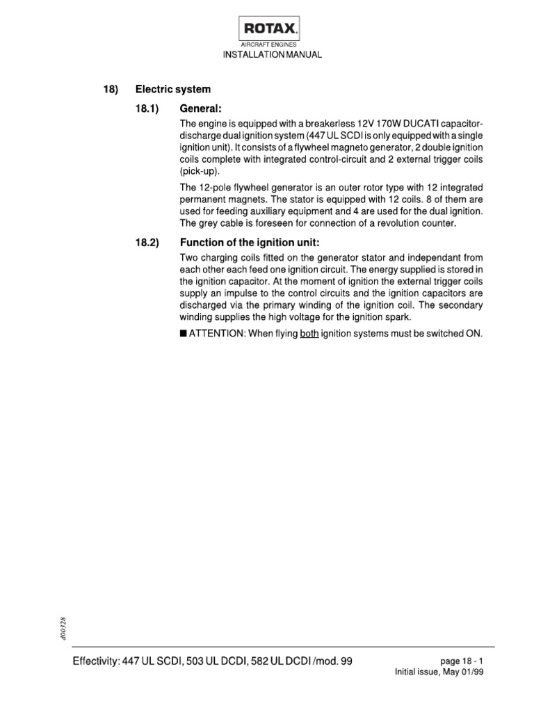 Rotax 582 Installation - Section 18 Electrical | PDF