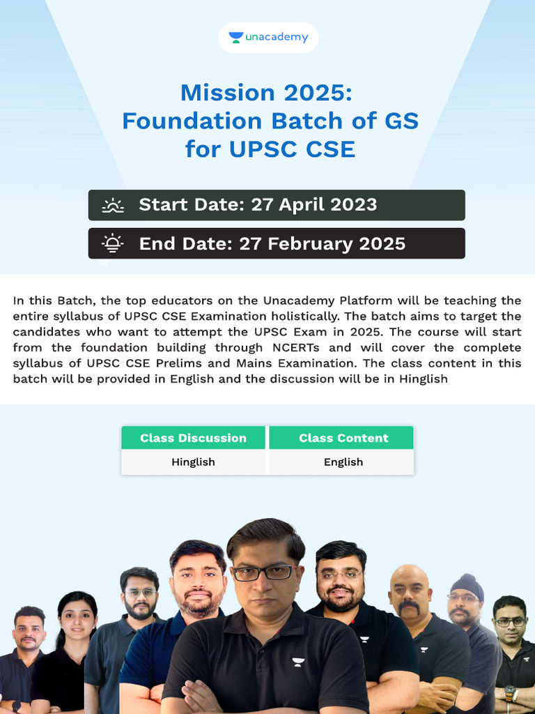 Mission 2025 Foundation Batch of GS For Upsc Cse Start Date 27 April